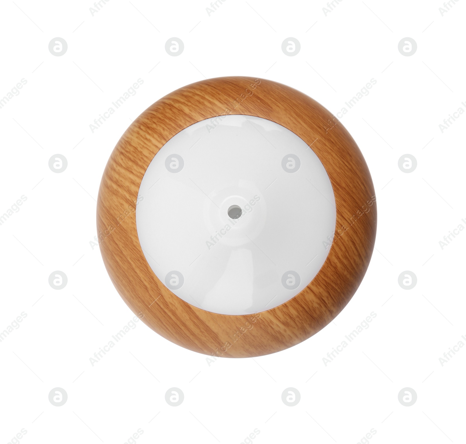 Photo of Modern essential oil diffuser on white background, top view