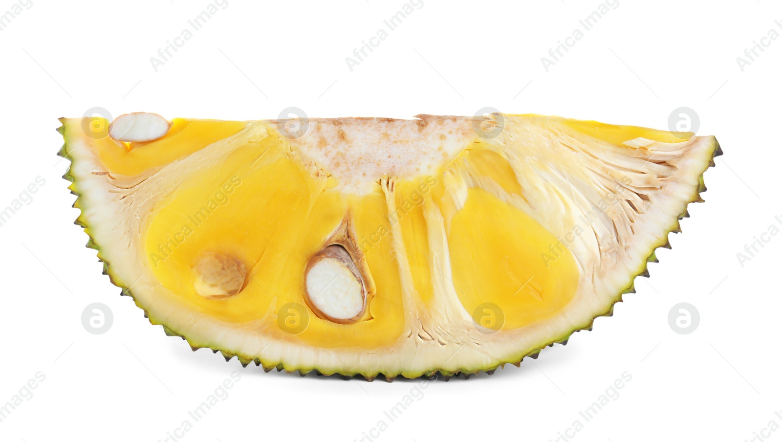 Photo of Slice of delicious exotic jackfruit isolated on white