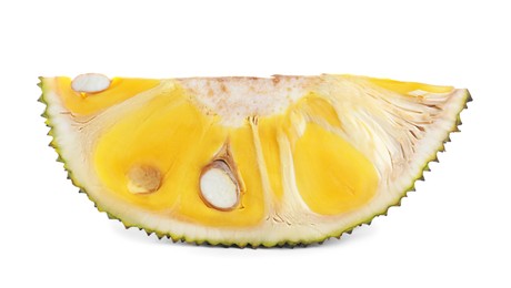 Slice of delicious exotic jackfruit isolated on white