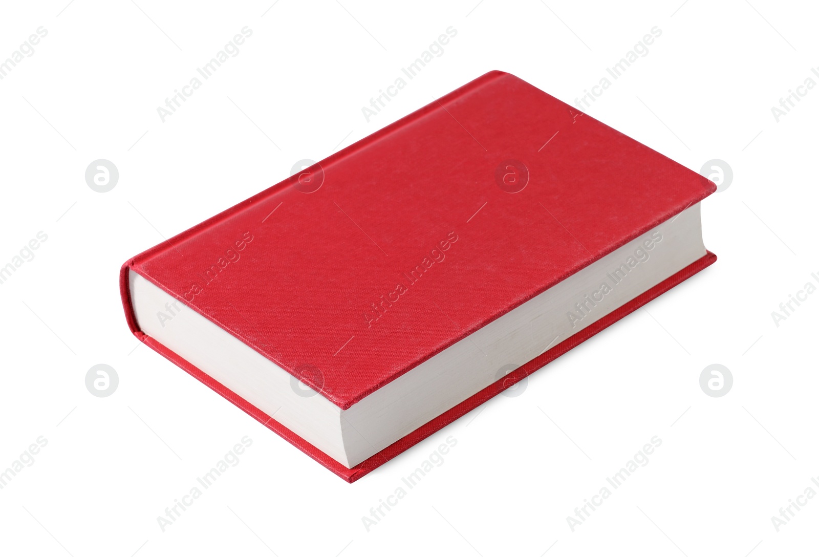 Photo of One closed red hardcover book isolated on white