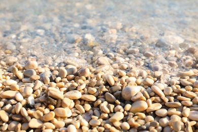 Photo of Closeup view of pebble beach on sunny day