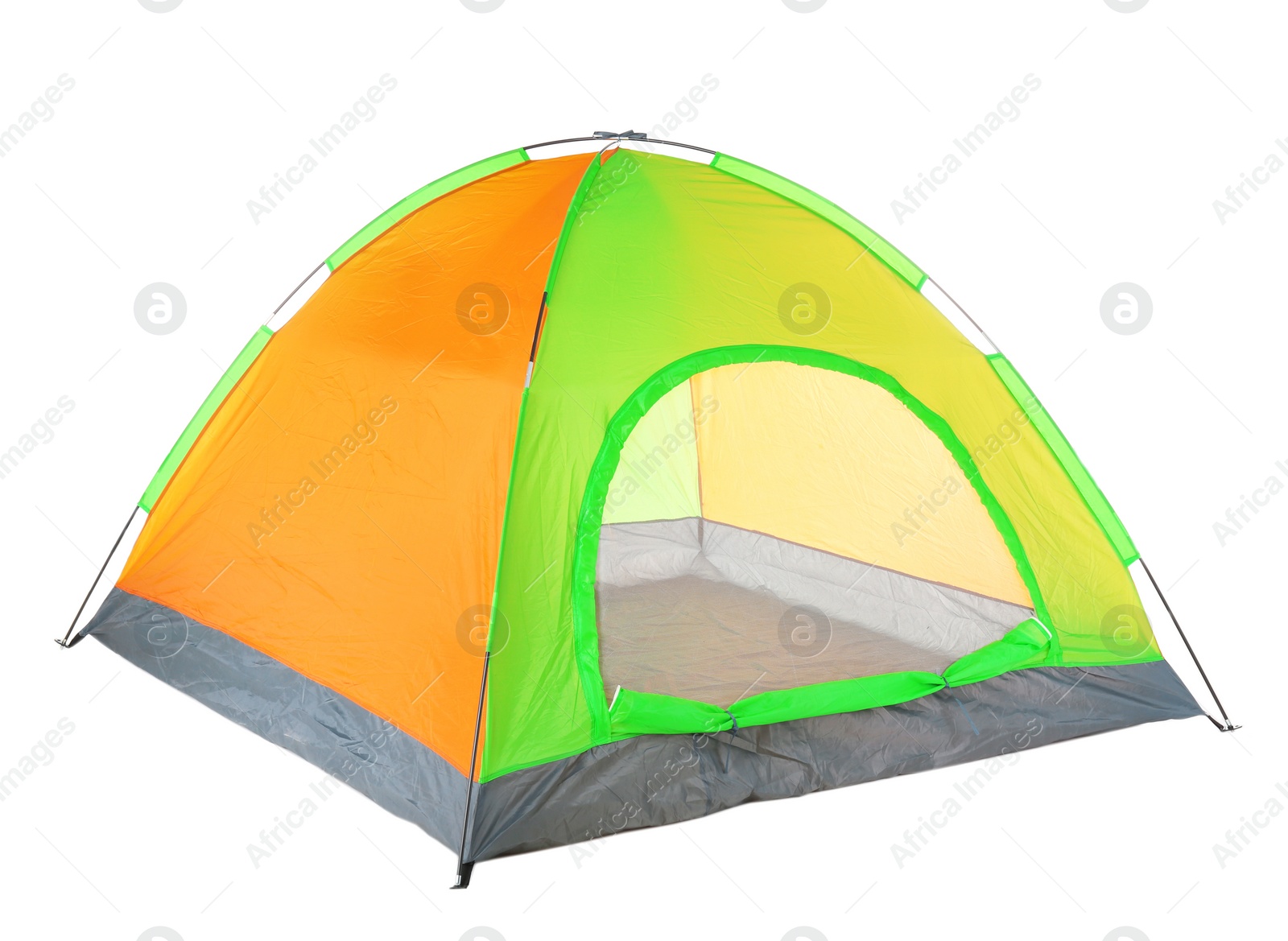 Photo of Colorful tourist tent on white background