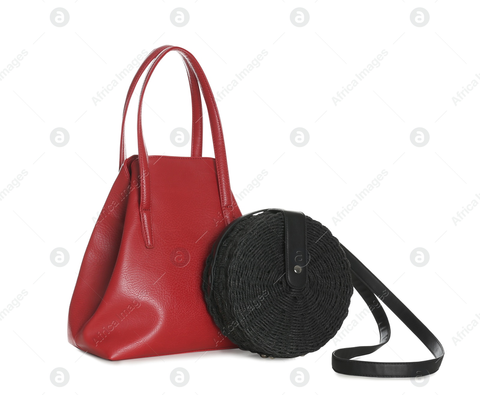 Photo of Different stylish woman's bags isolated on white