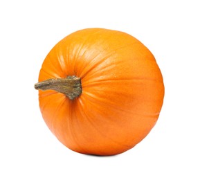 Photo of One fresh orange pumpkin isolated on white