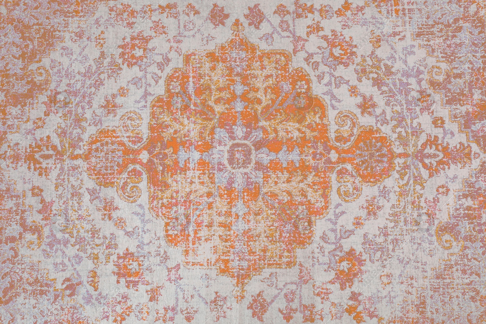 Image of Soft carpet with beautiful pattern as background, top view