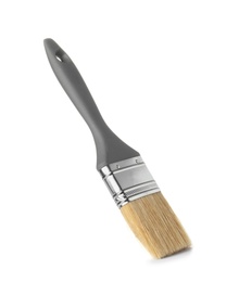 Photo of New paint brush on white background. Decorating tool