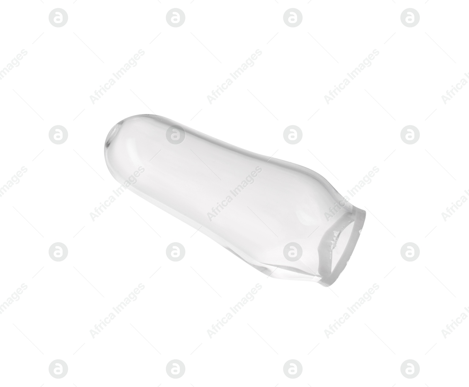 Photo of Conical tip of open glass ampoule isolated on white