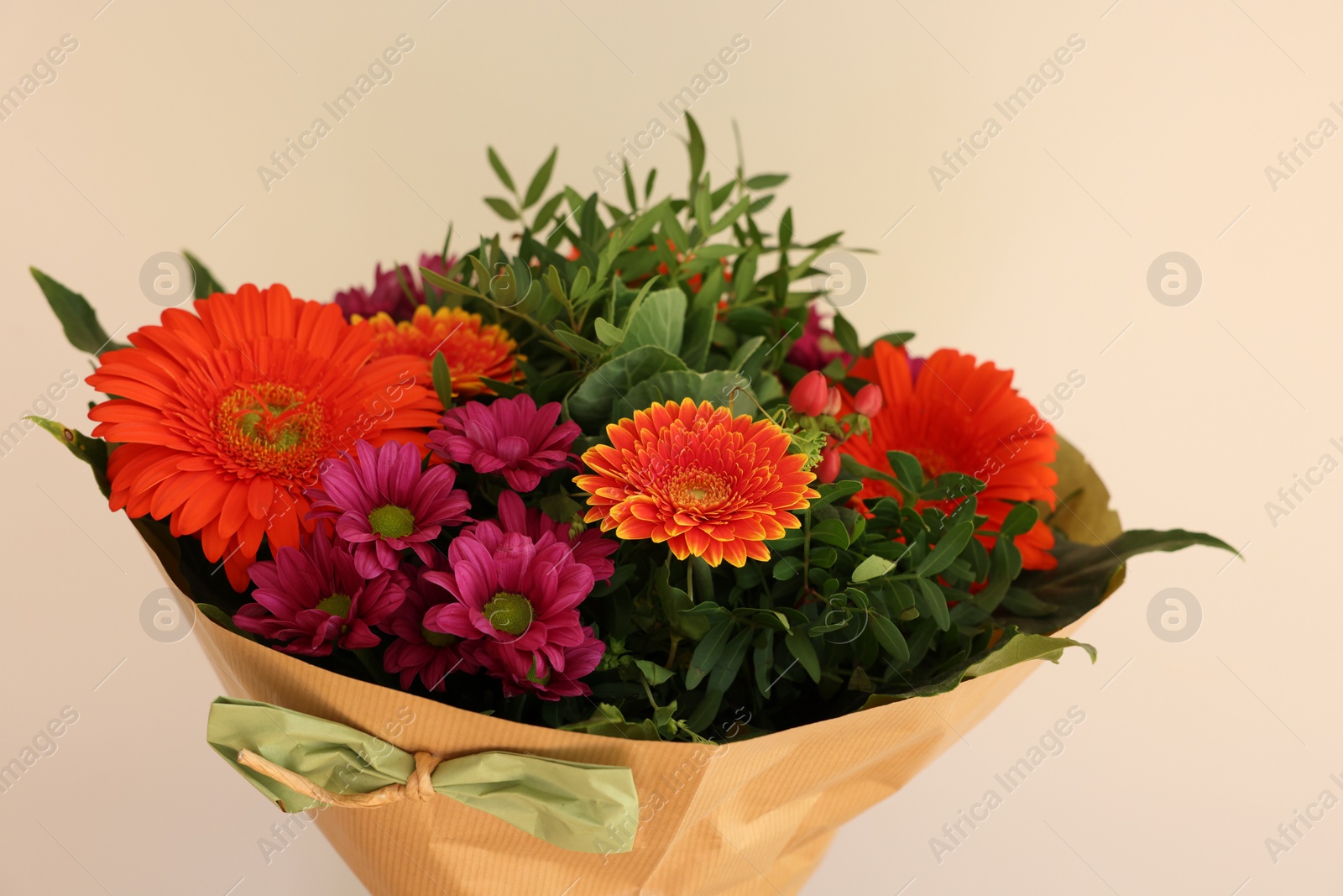 Photo of Bouquet of beautiful flowers on white background, closeup