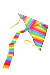 Photo of Beautiful bright rainbow kite isolated on white