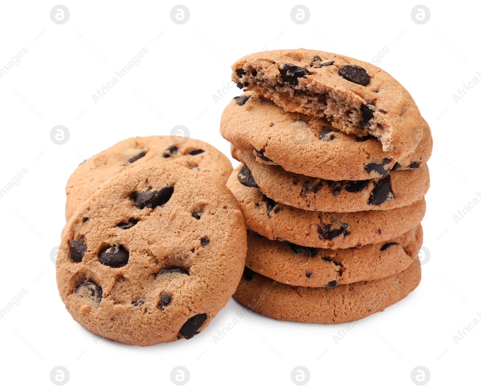 Photo of Delicious chocolate chip cookies isolated on white