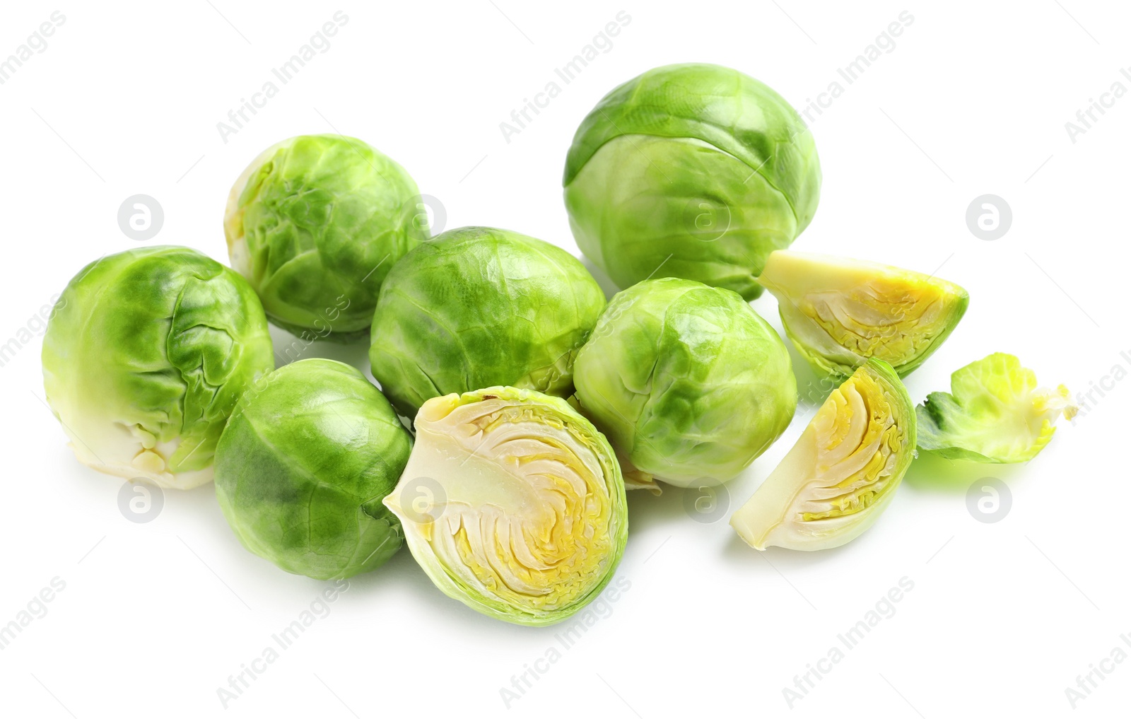 Photo of Fresh tasty Brussels sprouts on white background