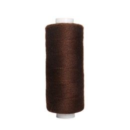 Spool of brown sewing thread isolated on white