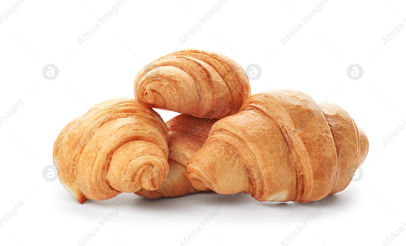 Photo of Tasty croissants on white background