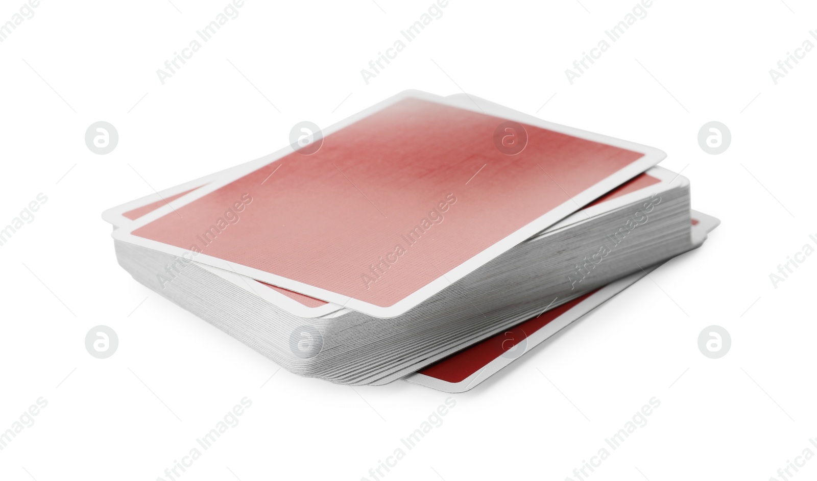 Photo of Deck of playing cards on white background