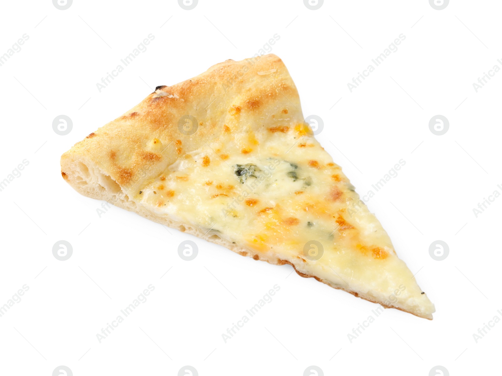 Photo of Piece of delicious cheese pizza isolated on white