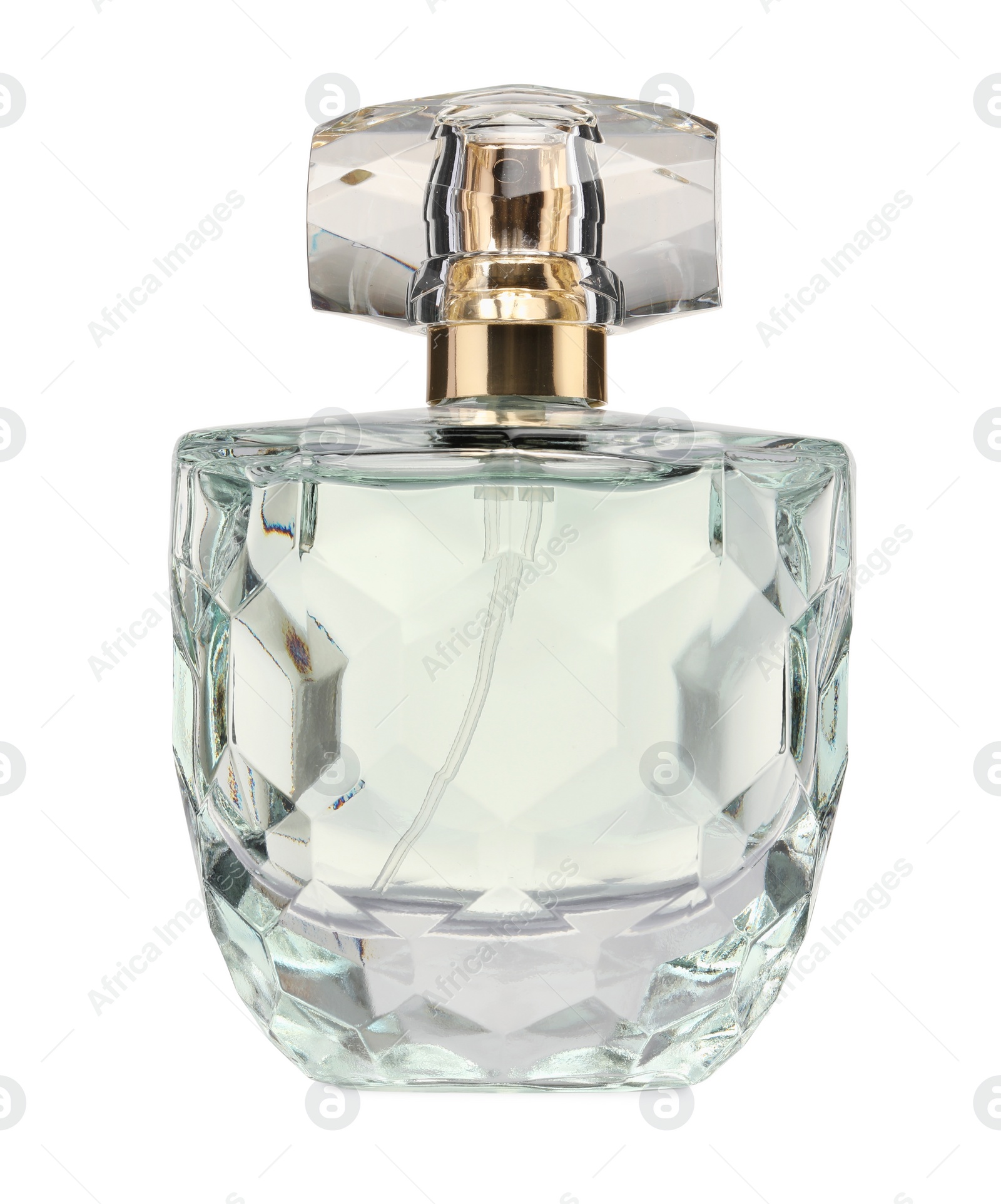 Photo of Luxury perfume in bottle isolated on white