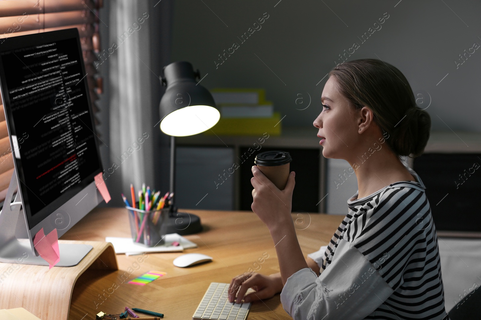 Image of Professional programmer working with computer in office