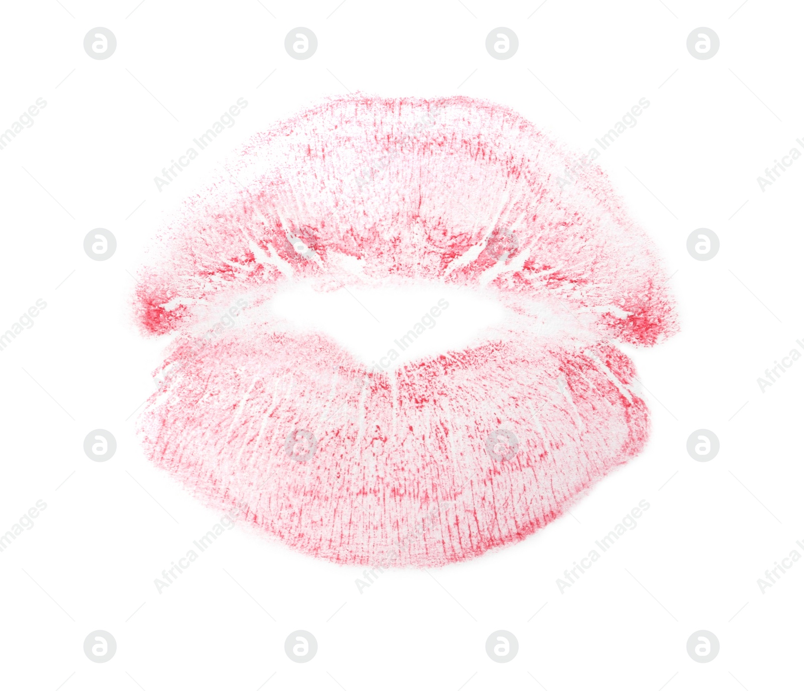 Photo of Pink lipstick kiss mark isolated on white