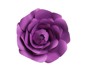 Beautiful purple flower made of paper isolated on white