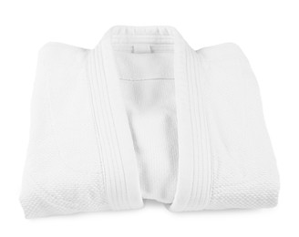 Folded kimono isolated on white. Martial arts uniform