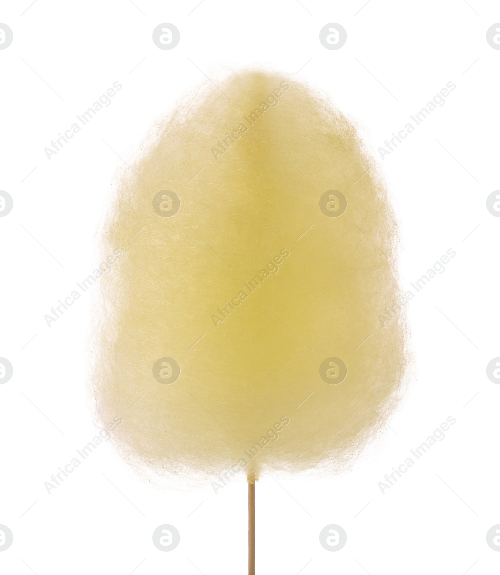 Photo of One sweet yellow cotton candy isolated on white