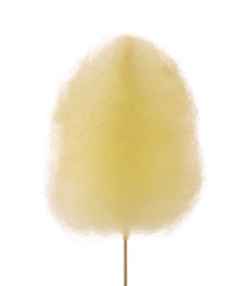 Photo of One sweet yellow cotton candy isolated on white