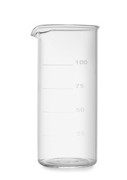 Photo of Empty beaker isolated on white. Laboratory glassware