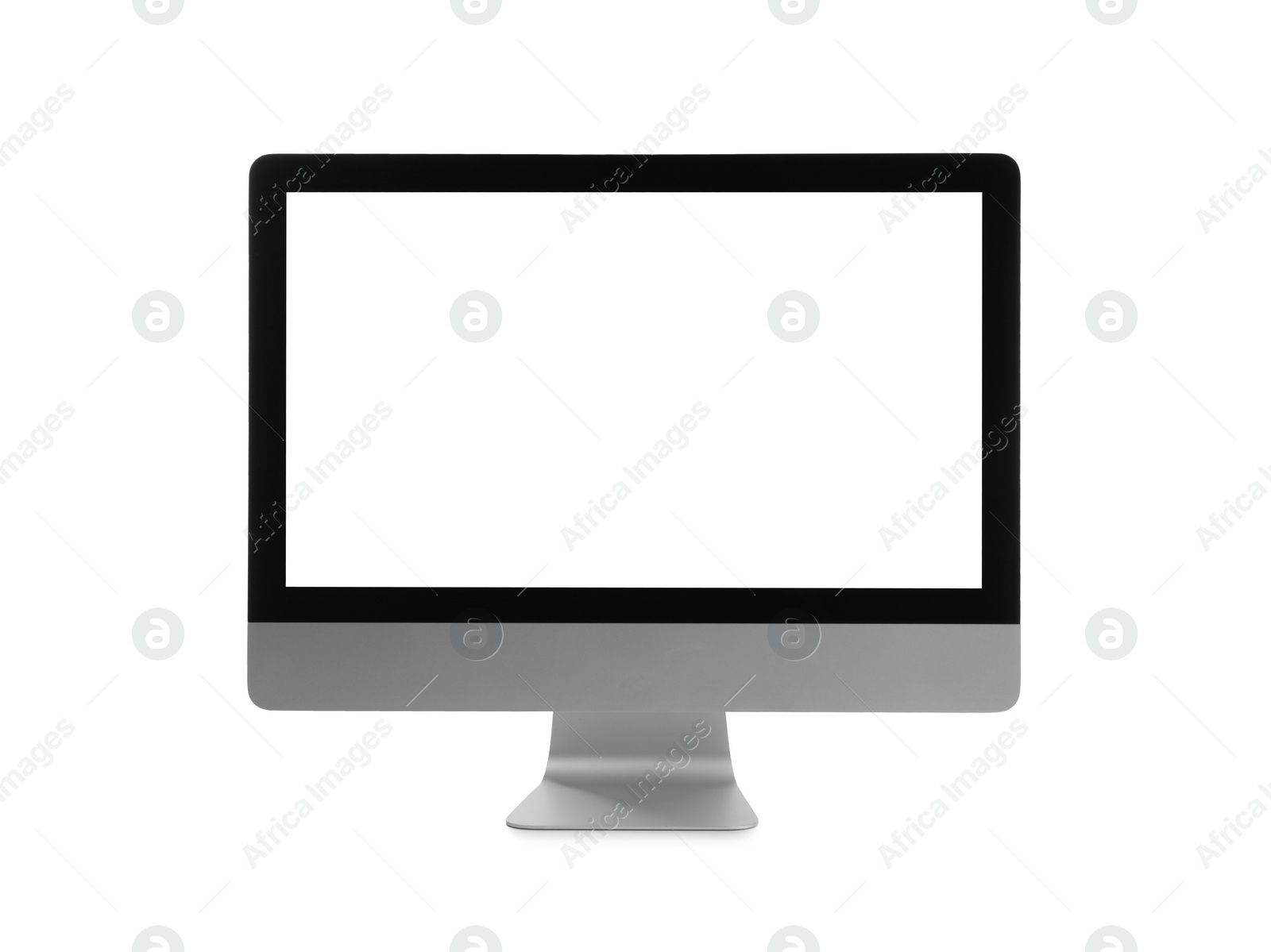 Photo of Modern computer with blank screen isolated on white