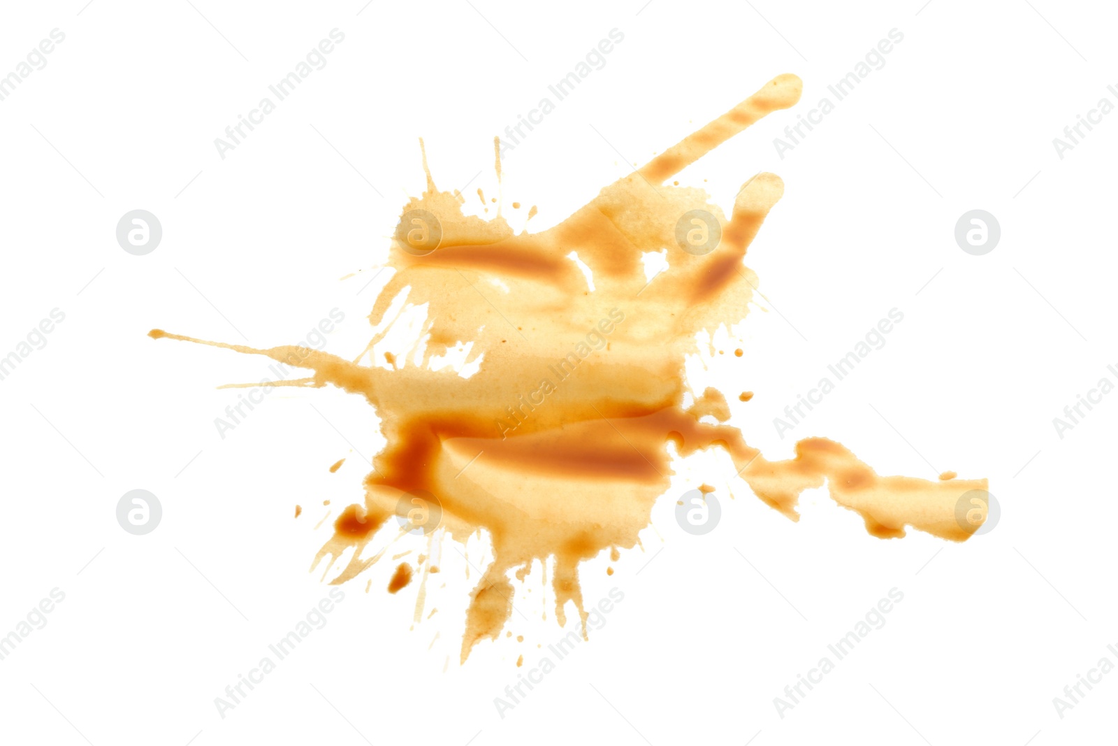 Photo of Dried coffee stain isolated on white, top view