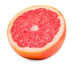 Halved ripe grapefruit isolated on white. Citrus fruit