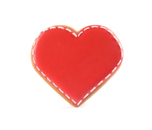 Photo of Heart shaped Christmas cookie isolated on white