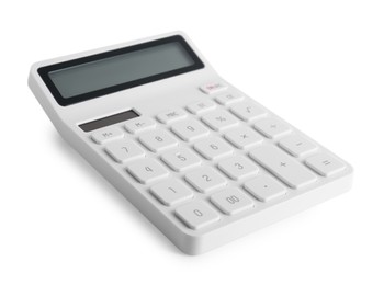 Modern calculator on white background. School stationery