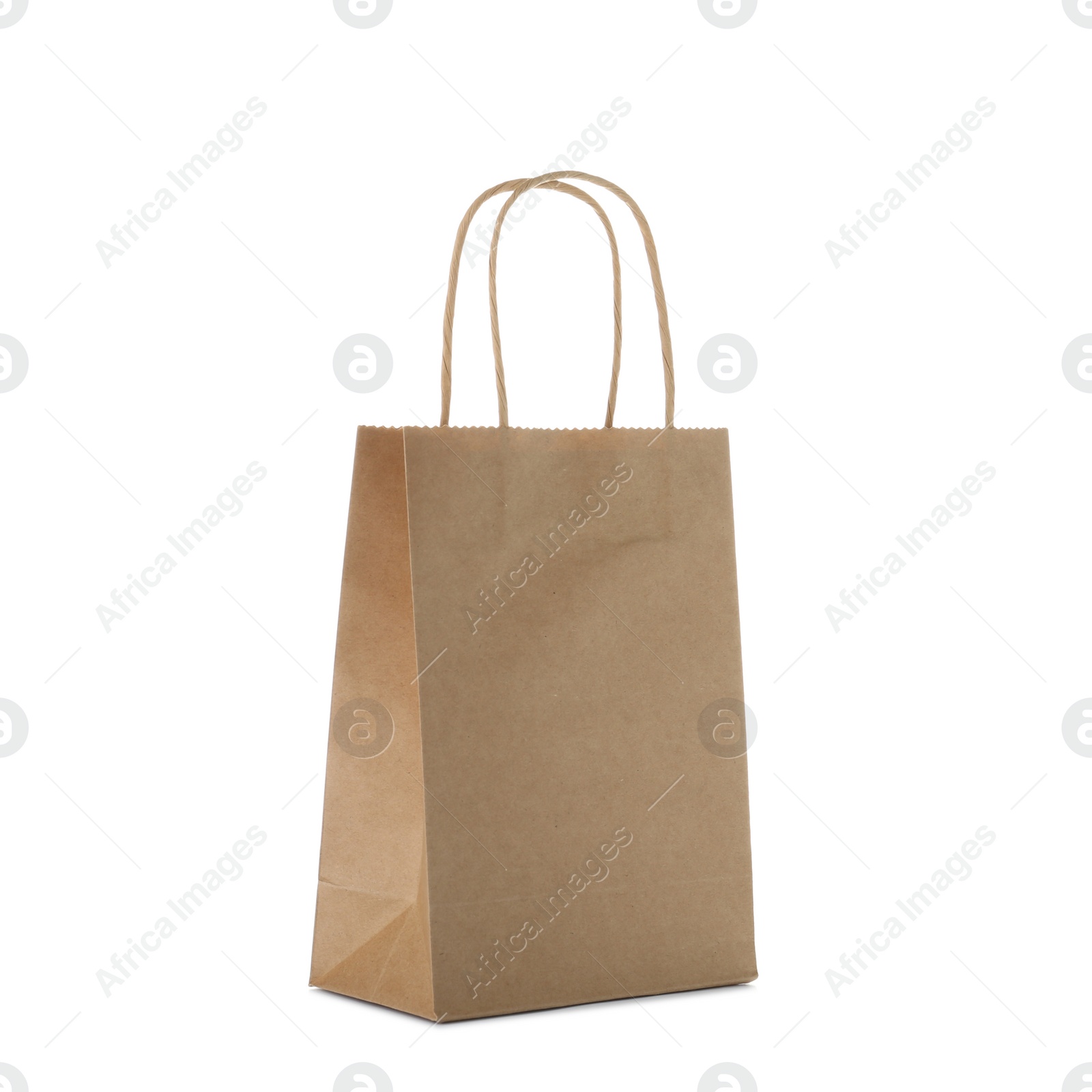 Photo of Mockup of paper shopping bag on white background