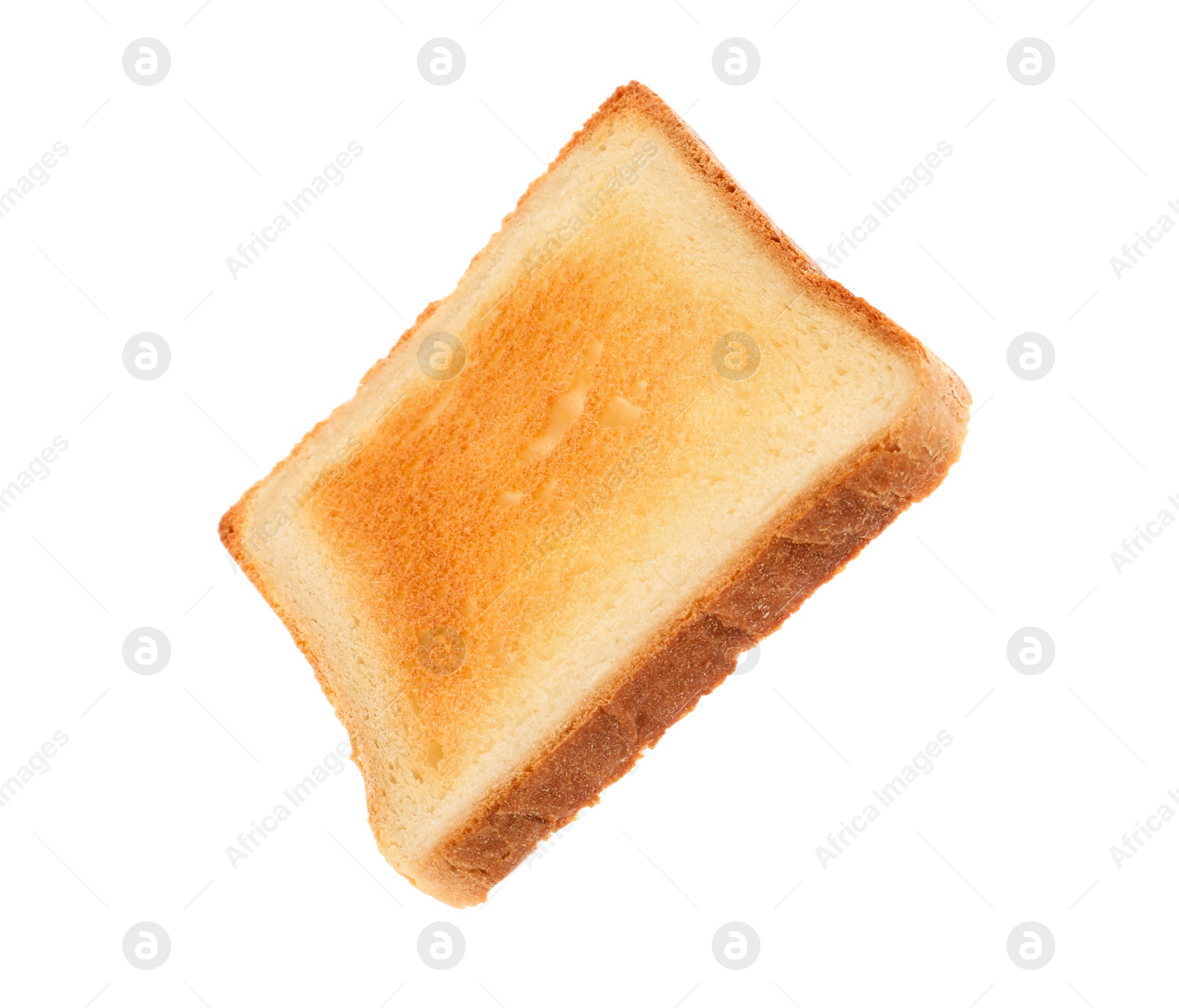 Photo of Slice of delicious toasted bread isolated on white