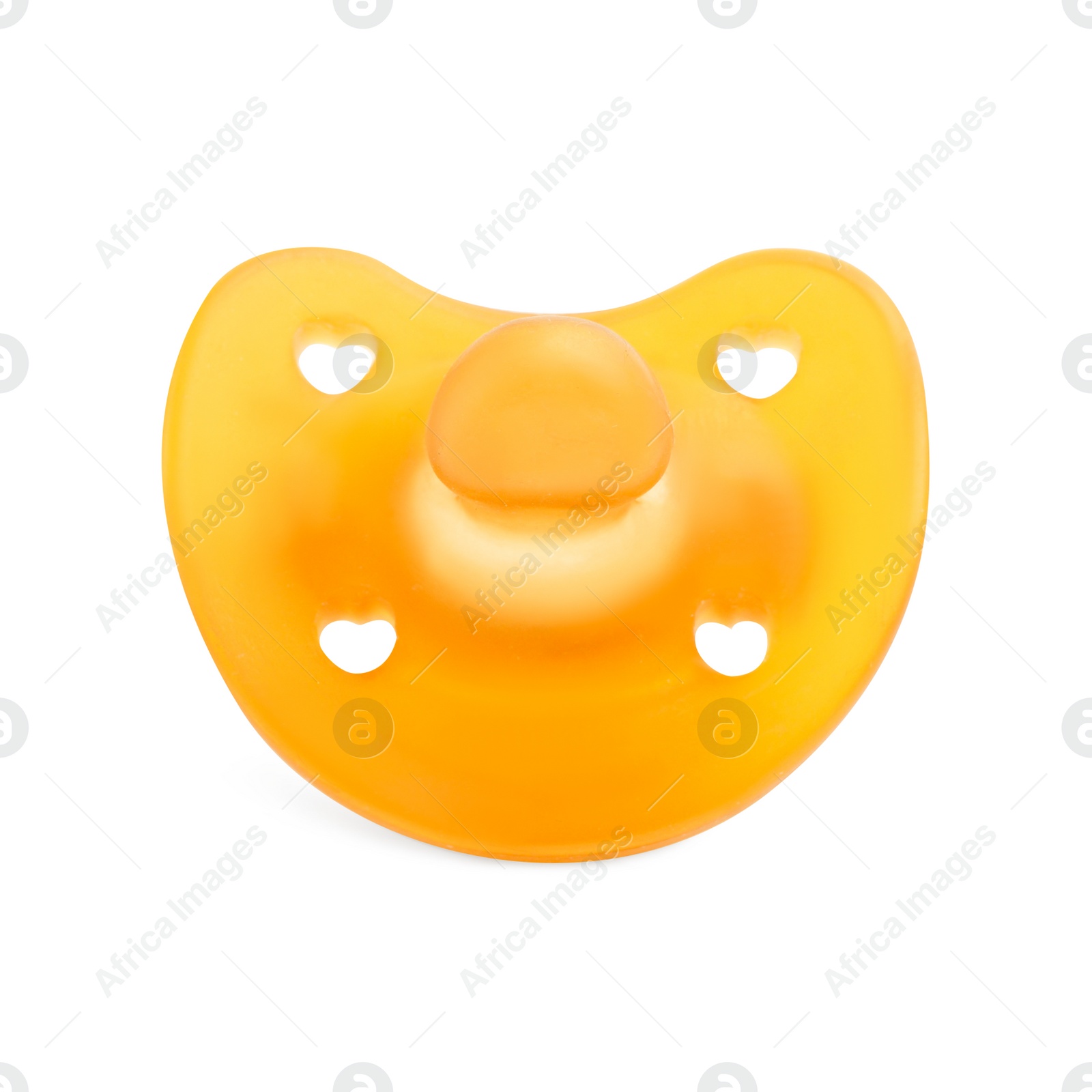 Photo of One rubber baby pacifier isolated on white