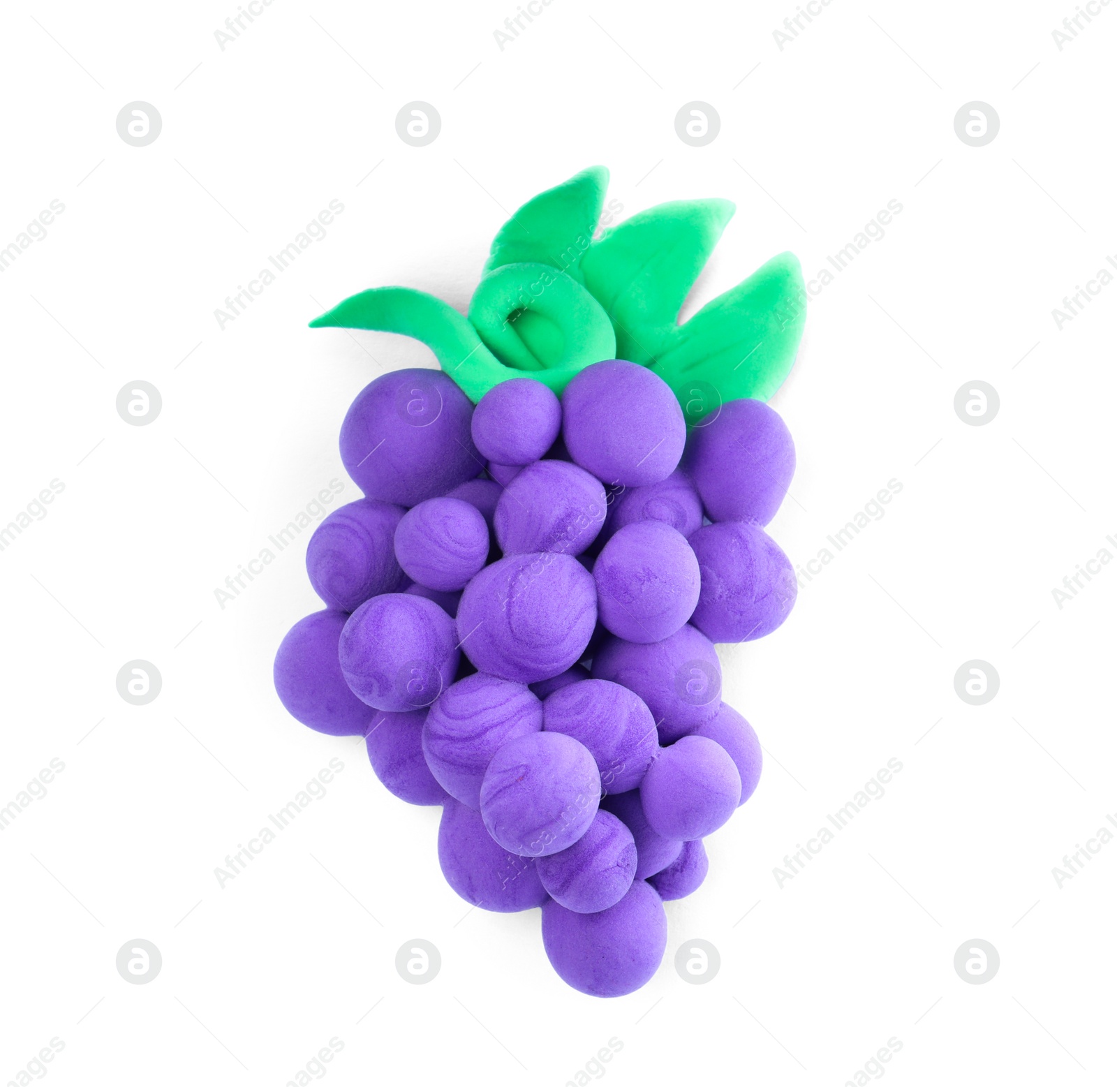 Photo of Grapes made from play dough on white background, top view