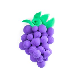 Grapes made from play dough on white background, top view