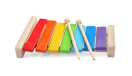 Photo of Colorful xylophone isolated on white. Children's toy