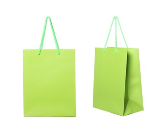 Image of Light green shopping bag isolated on white, different sides