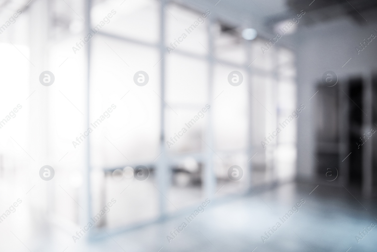 Image of Office interior. Blurred view of comfortable workspace