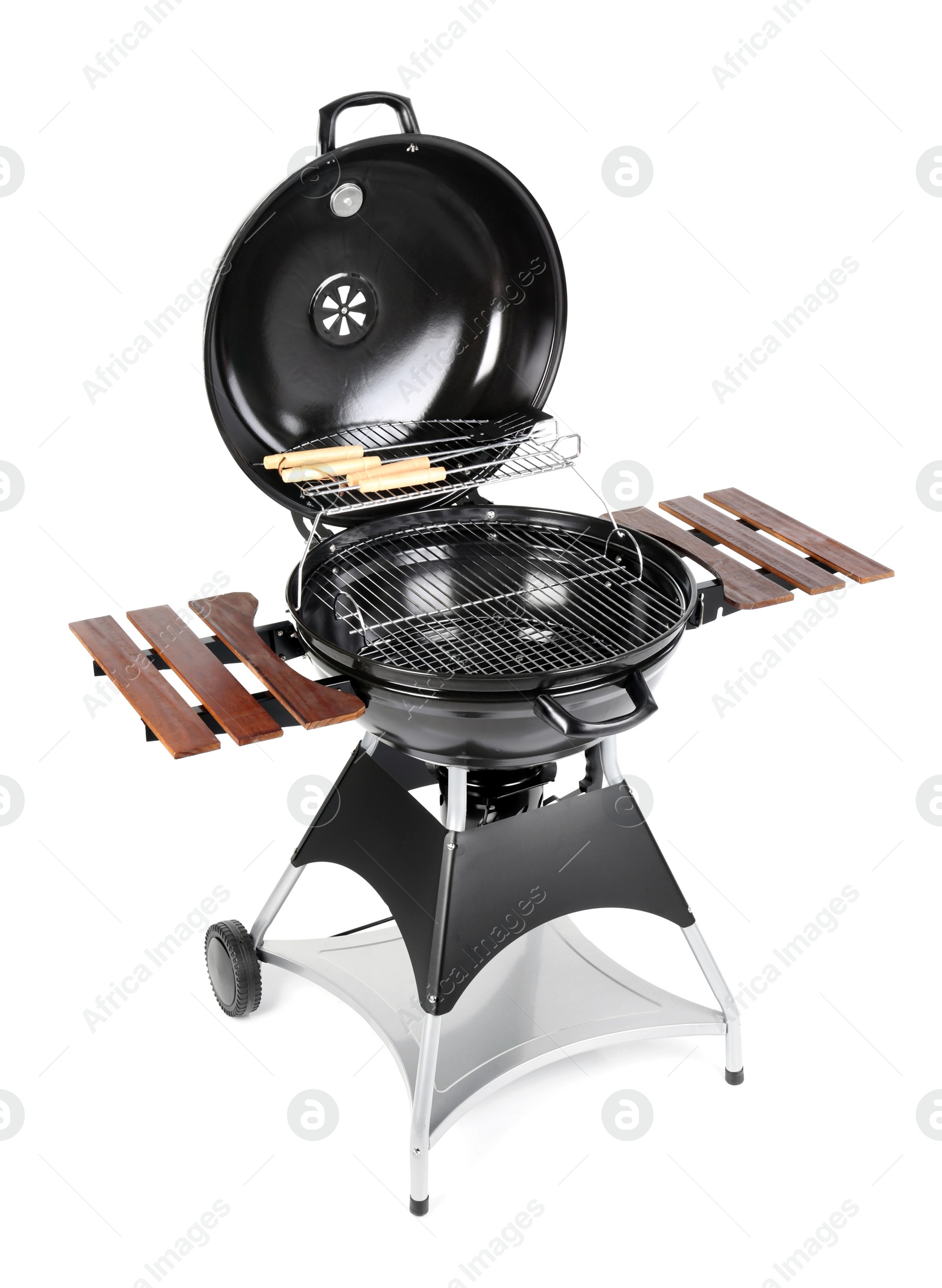 Photo of New modern barbecue grill on white background