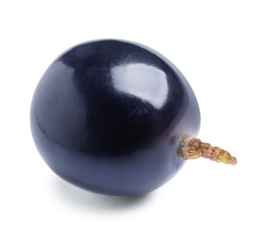 Fresh ripe juicy black grape isolated on white