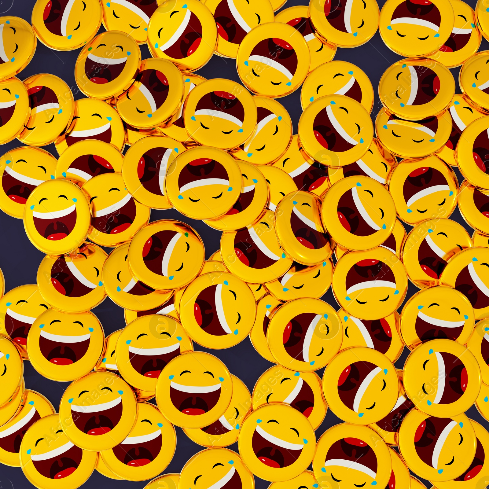 Illustration of Many laughing emojis on dark background. IJBOL emoticons