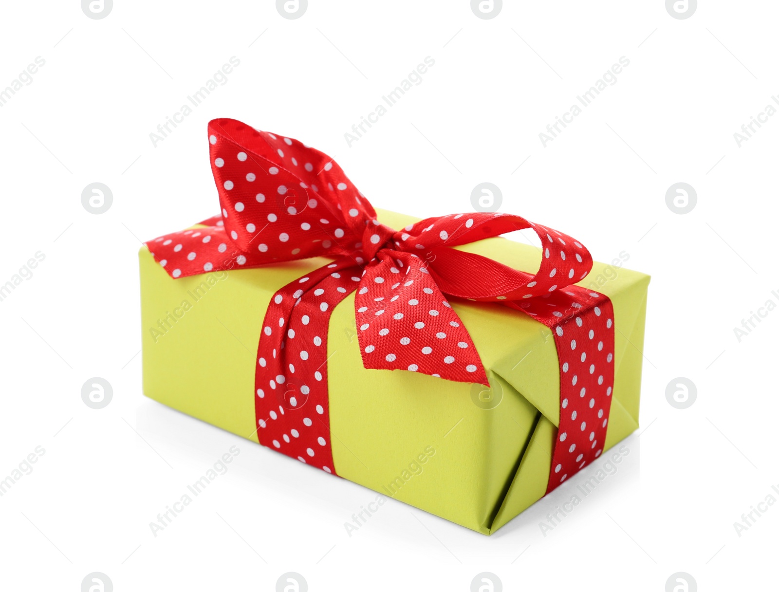 Photo of Gift box with ribbon on white background