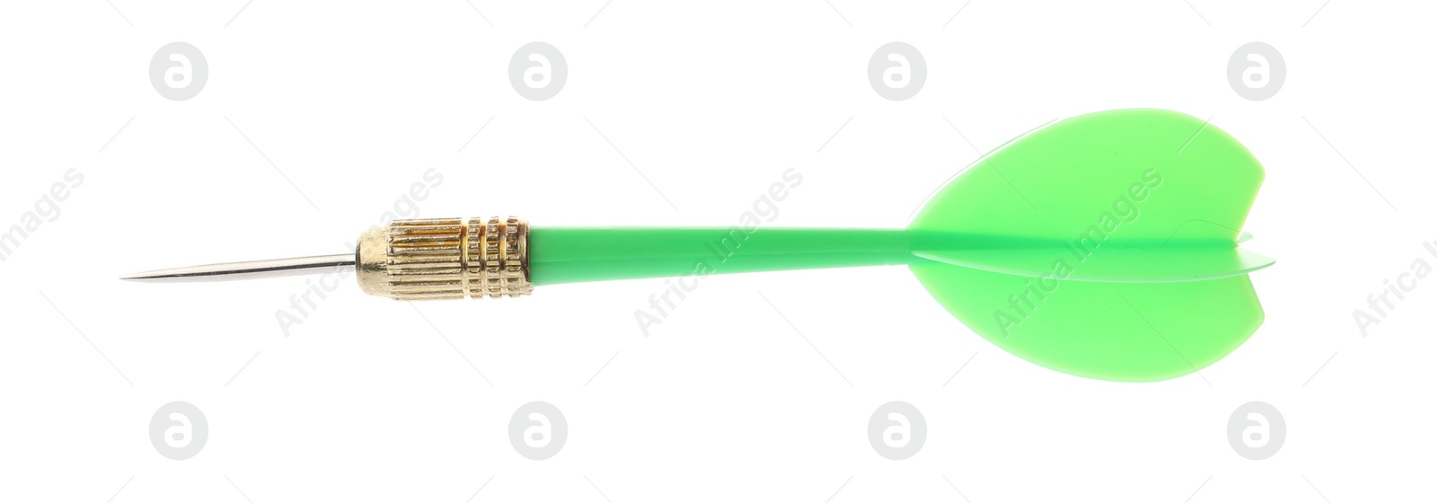 Photo of Single sharp green dart isolated on white