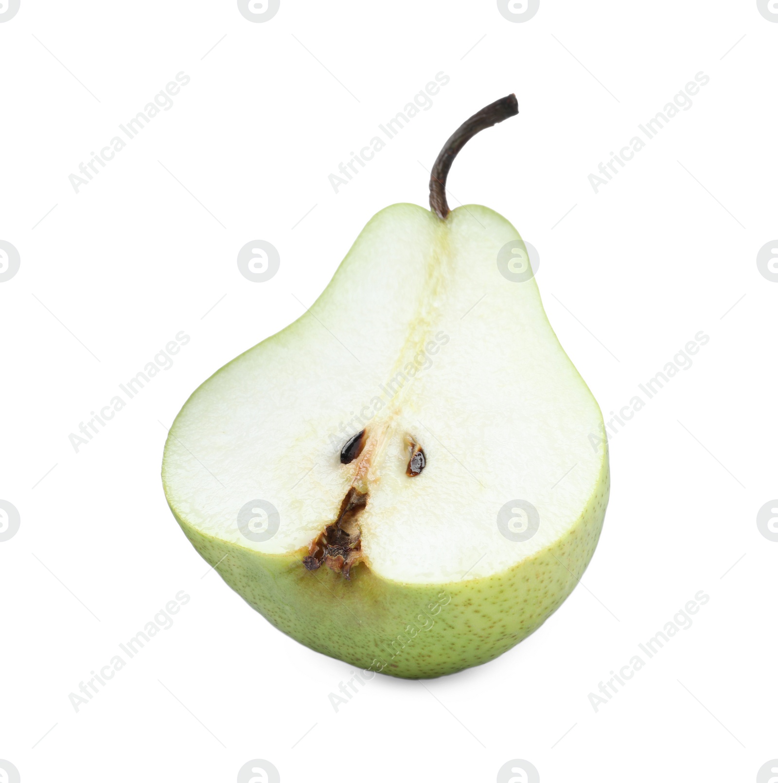 Photo of Half of fresh ripe pear isolated on white