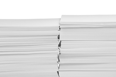 Stacks of paper sheets on white background