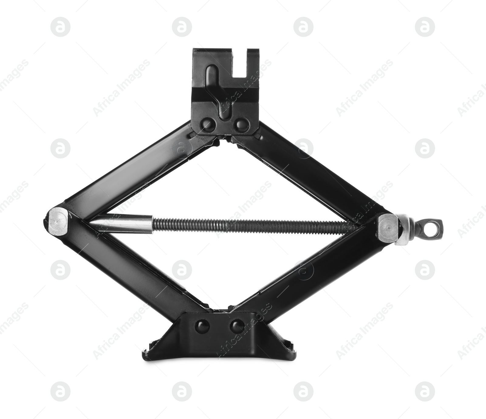 Photo of Black car scissor jack isolated on white