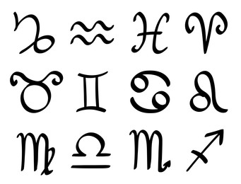 Illustration of Collection of astrological signs on white background