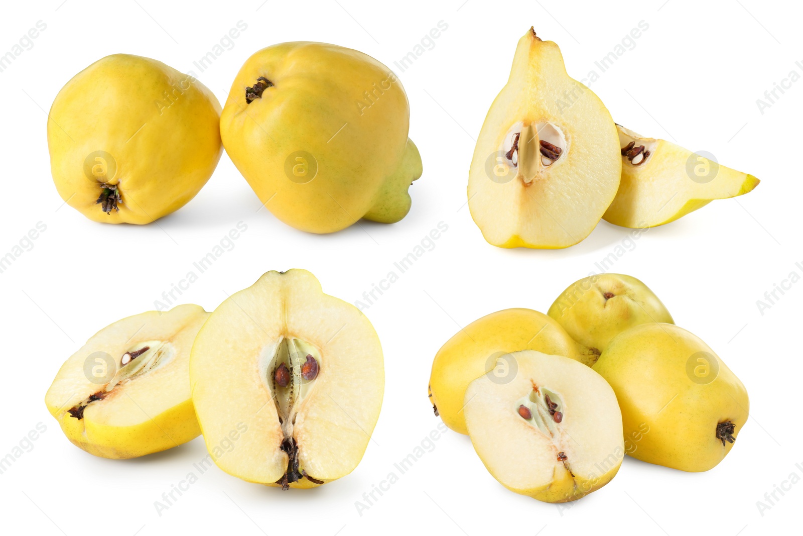 Image of Fresh ripe quince fruits isolated on white, set